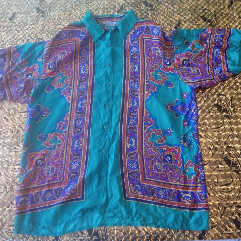 Multicolor Design Shirt 100% Silk